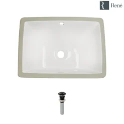 Rene 18" Rectangle Porcelain Bathroom Sink, Biscuit, R2-1007-B-PUD-ABR