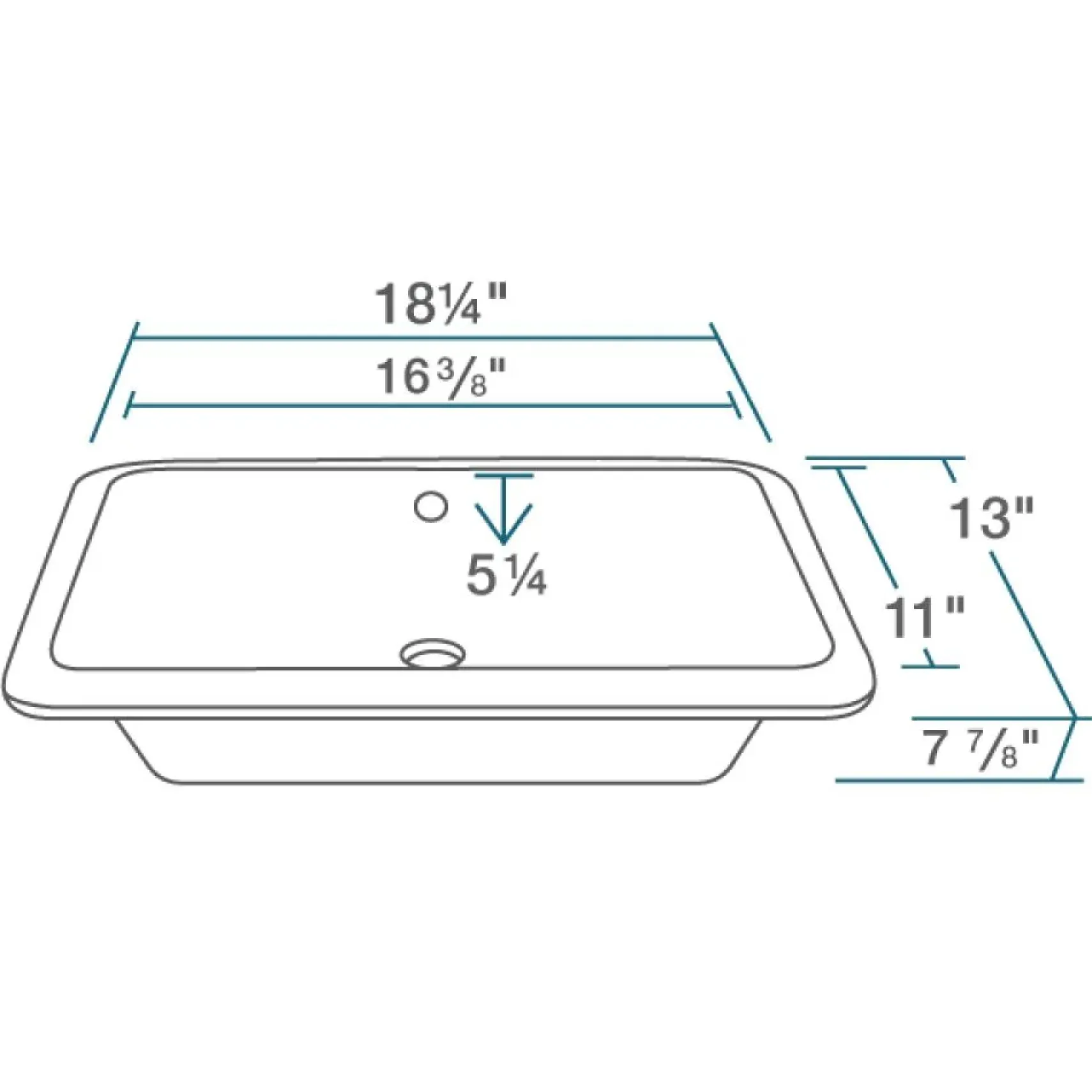 Rene 18" Rectangle Porcelain Bathroom Sink, Biscuit, R2-1007-B-PUD-ABR
