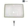 Rene 18" Rectangle Porcelain Bathroom Sink, Biscuit, R2-1007-B-PUD-C