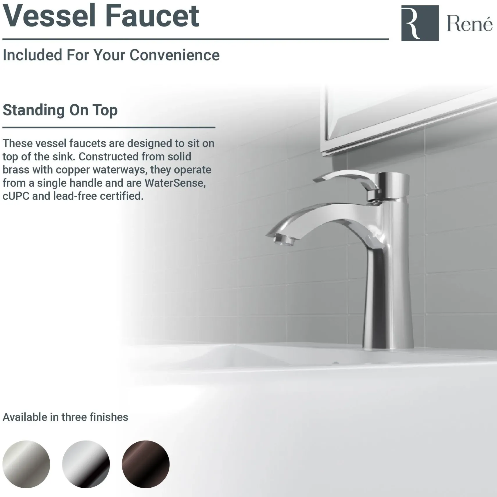 Rene 21" Rectangle Porcelain Bathroom Sink, Biscuit, with Faucet, R2-5018-B-R9-7005-BN