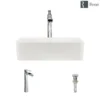 Rene 19" Rectangle Porcelain Bathroom Sink, Biscuit, with Faucet, R2-5007-B-R9-7007-C