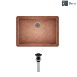 Rene 21" Rectangular Copper Bathroom Sink, R4-1006-GD-ABR