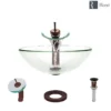 Rene 17" Round Glass Bathroom Sink, Crystal, with Faucet, R5-5001-CRY-WF-ORB