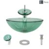 Rene 17" Round Glass Bathroom Sink, Ivy, with Faucet, R5-5001-IVY-WF-C
