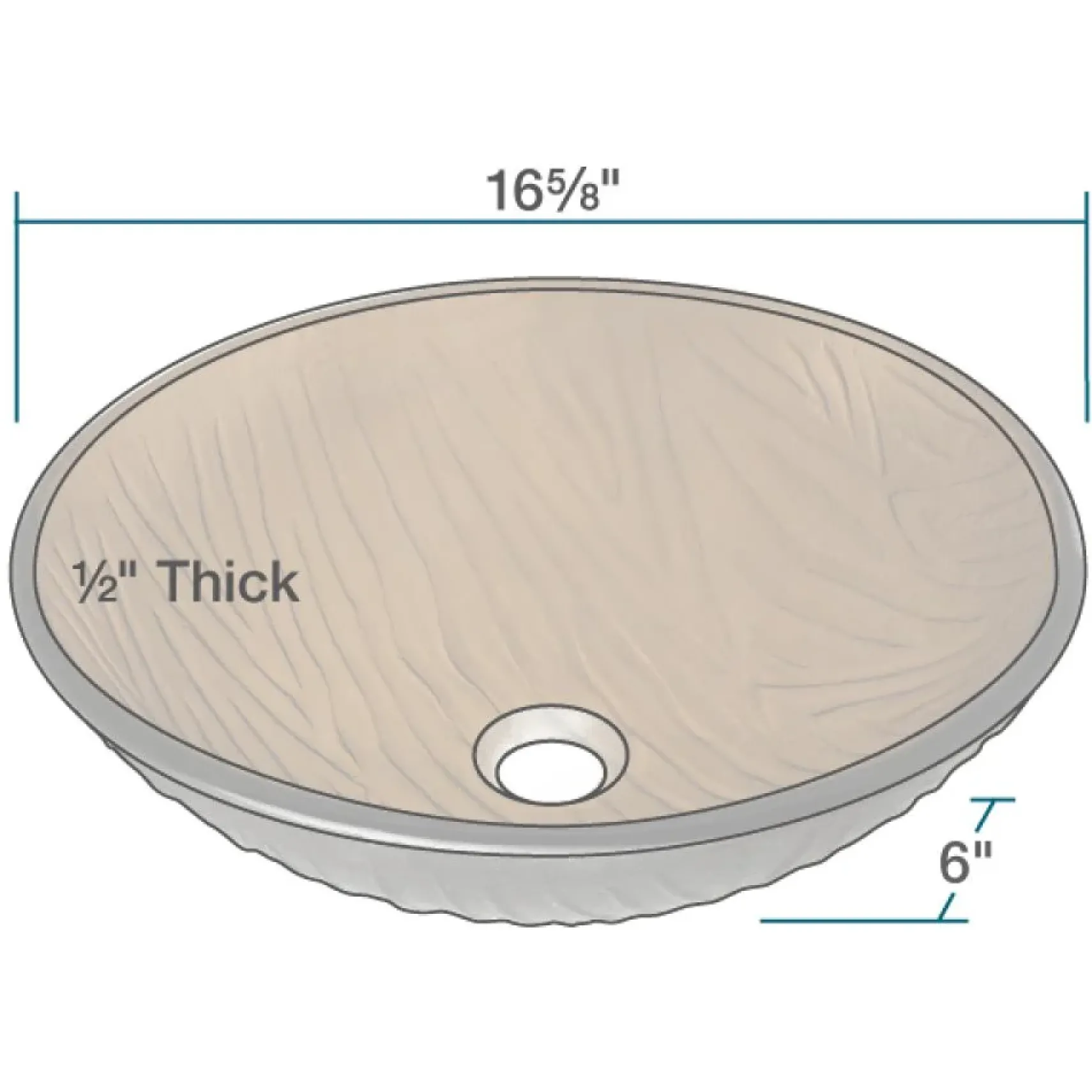Rene 17" Round Glass Bathroom Sink, Beach Sand, with Faucet, R5-5025-WF-BN