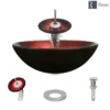 Rene 17" Round Glass Bathroom Sink, Gradient Red, with Faucet, R5-5007-WF-C
