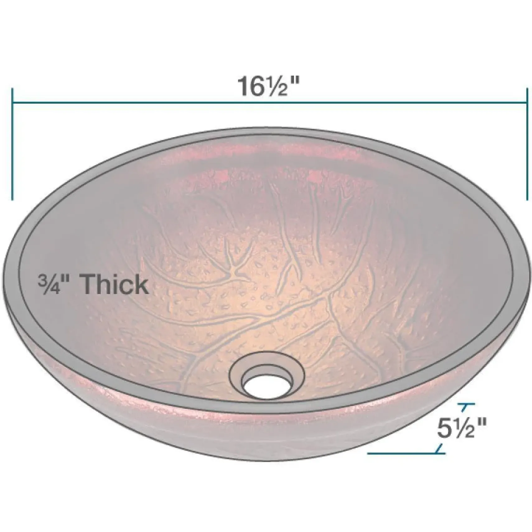 Rene 17" Round Glass Bathroom Sink, Fiery Red, with Faucet, R5-5018-R9-7007-ABR