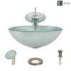 Rene 17" Round Glass Bathroom Sink, Sparkling Silver, with Faucet, R5-5034-WF-BN