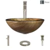 Rene 17" Round Glass Bathroom Sink, Bronze, with Faucet, R5-5030-R9-7003-BN