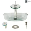 Rene 17" Round Glass Bathroom Sink, Crystal, with Faucet, R5-5024-WF-BN
