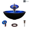 Rene 17" Round Glass Bathroom Sink, Gradient Blue, with Faucet, R5-5008-WF-ORB