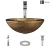 Rene 17" Round Glass Bathroom Sink, Bronze, with Faucet, R5-5030-R9-7003-C