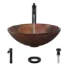 Rene 17" Round Glass Bathroom Sink, Multi-Color, with Faucet, R5-5014-R9-7006-ABR