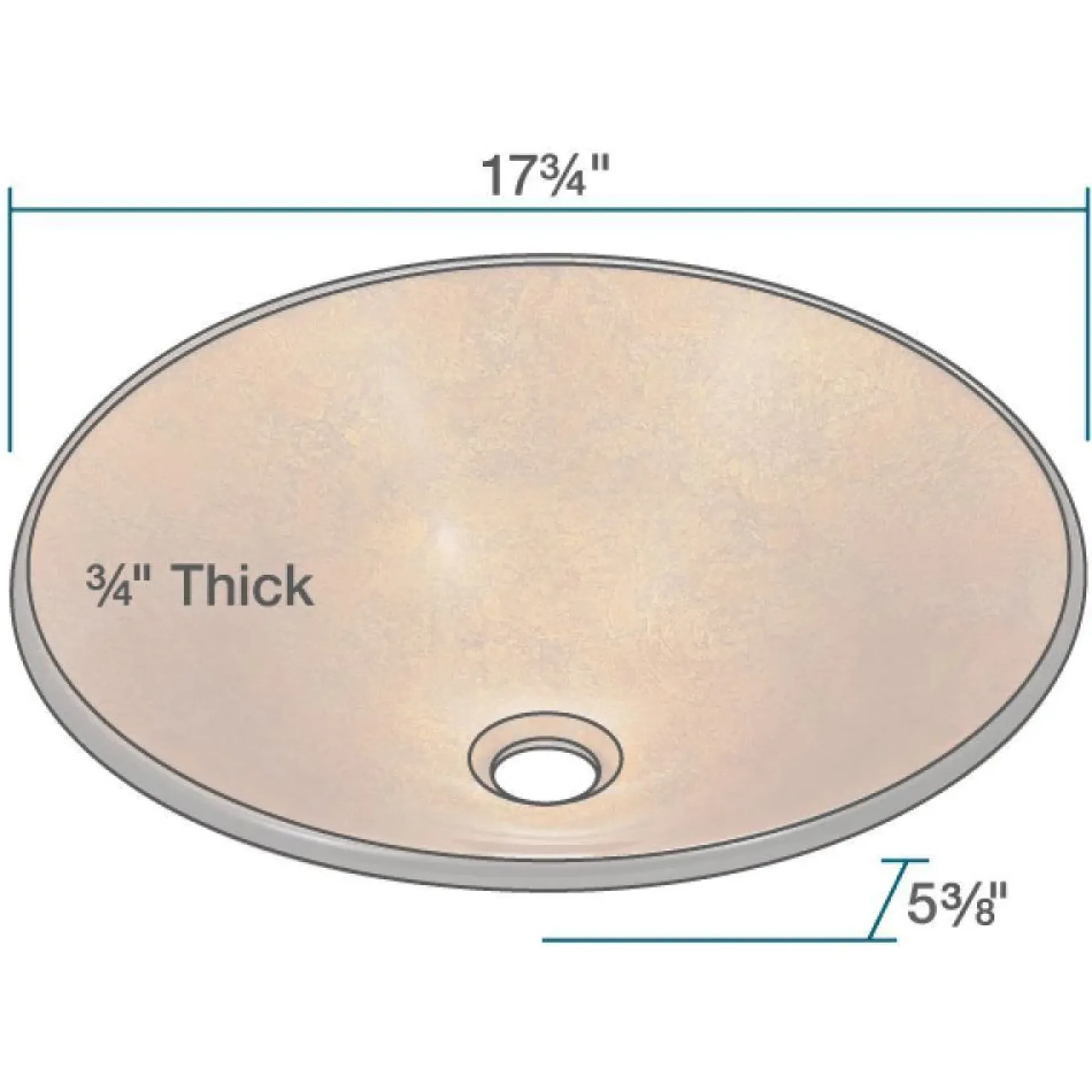 Rene 18" Round Glass Bathroom Sink, Orange Gold Foil, with Faucet, R5-5013-WF-BN