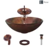 Rene 17" Round Glass Bathroom Sink, Multi-Color, with Faucet, R5-5014-WF-ORB