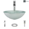 Rene 17" Round Glass Bathroom Sink, Sparkling Silver, with Faucet, R5-5034-R9-7003-C