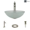 Rene 17" Round Glass Bathroom Sink, Frosted, with Faucet, R5-5002-R9-7001-BN