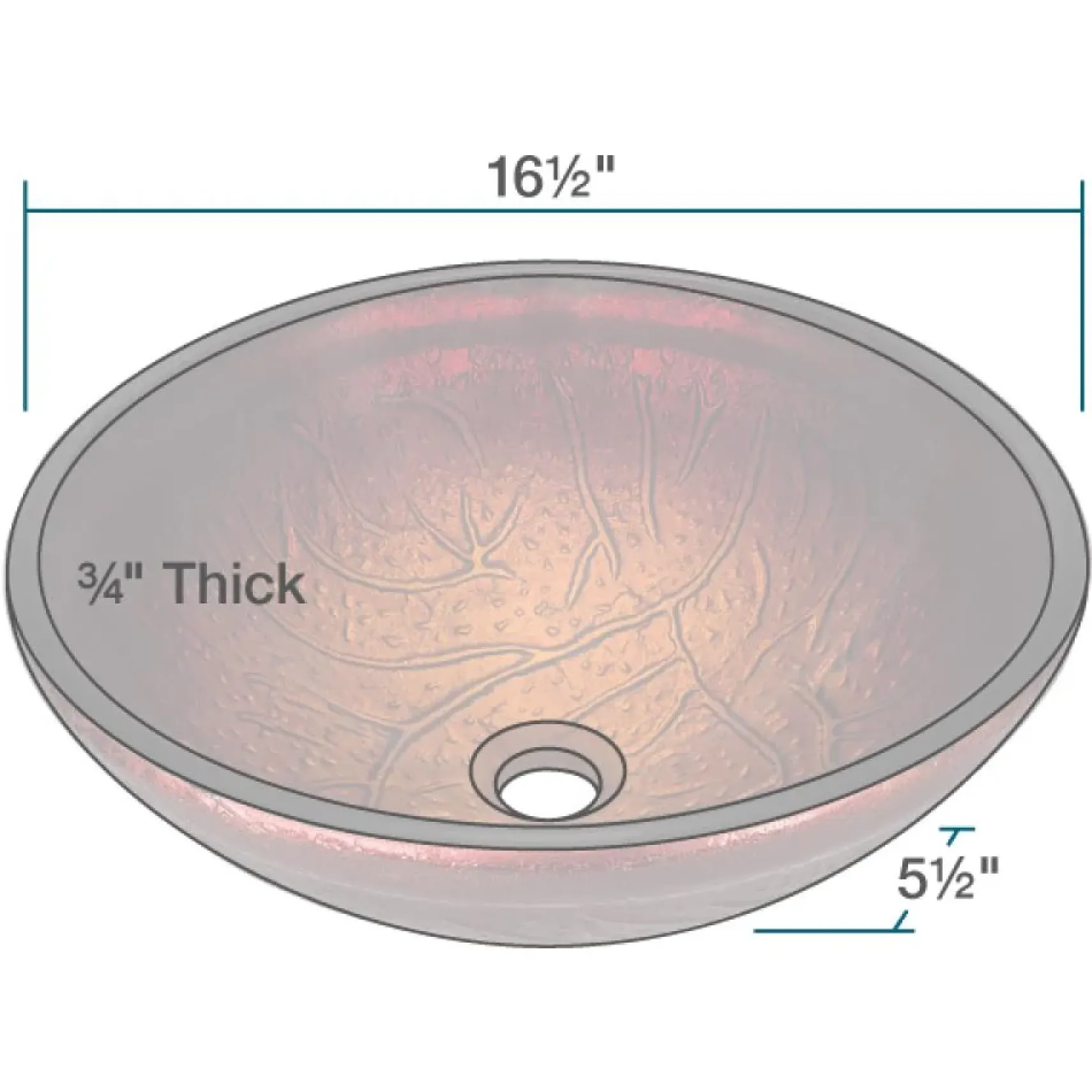 Rene 17" Round Glass Bathroom Sink, Fiery Red, with Faucet, R5-5018-WF-BN