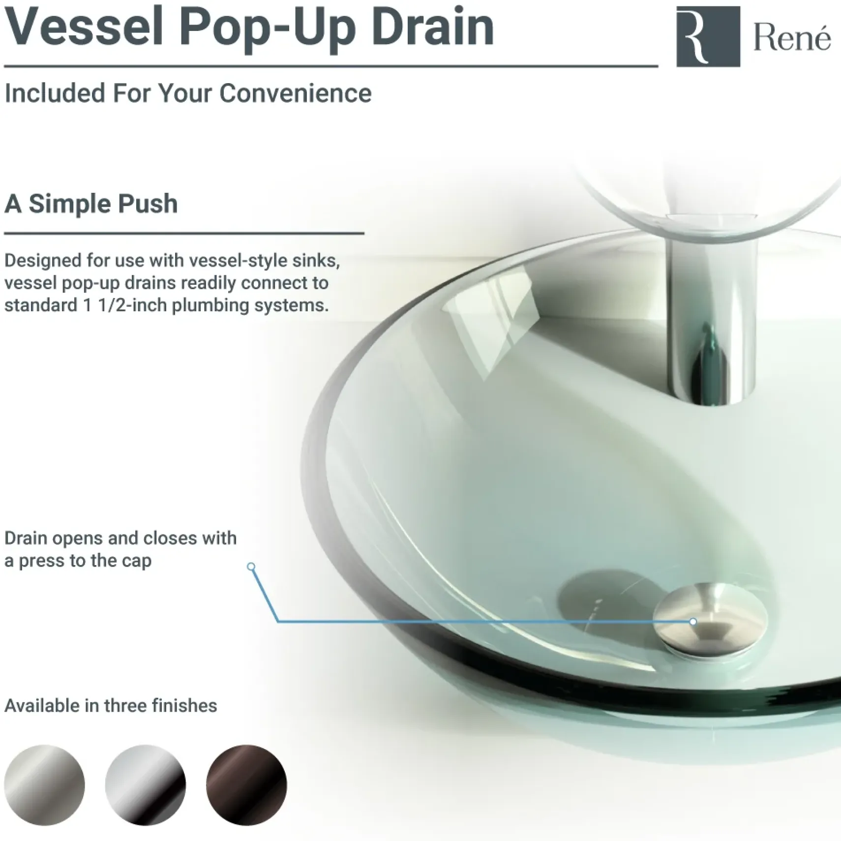 Rene 17" Round Glass Bathroom Sink, Crystal, with Faucet, R5-5024-R9-7006-ABR