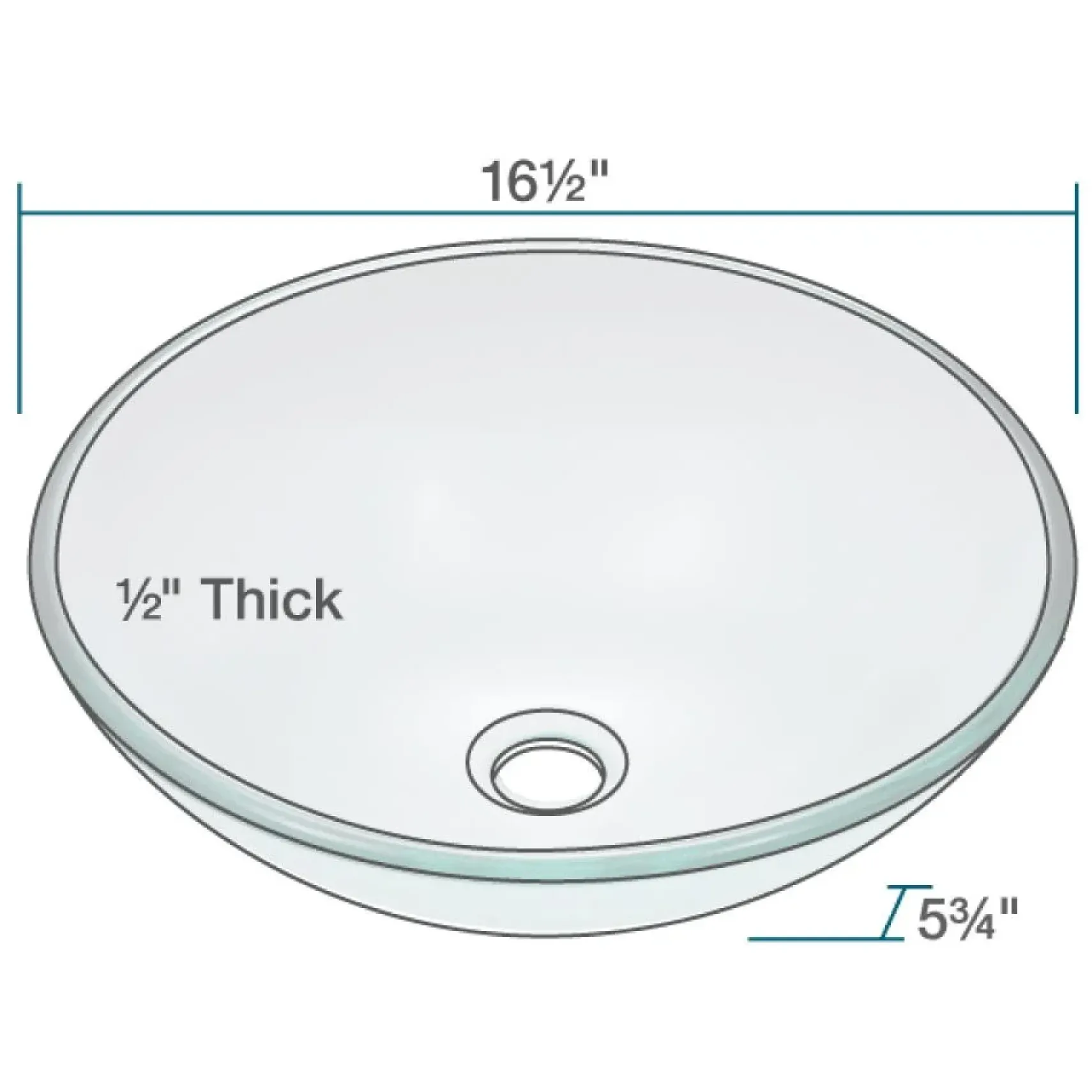 Rene 17" Round Glass Bathroom Sink, Crystal, with Faucet, R5-5001-CRY-R9-7007-ABR