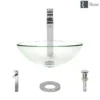 Rene 17" Round Glass Bathroom Sink, Crystal, with Faucet, R5-5001-CRY-R9-7003-C