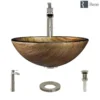 Rene 17" Round Glass Bathroom Sink, Bronze, with Faucet, R5-5030-R9-7007-BN
