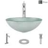 Rene 17" Round Glass Bathroom Sink, Sparkling Silver, with Faucet, R5-5034-R9-7001-C