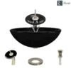 Rene 17" Round Glass Bathroom Sink, Noir, with Faucet, R5-5001-NOR-WF-BN