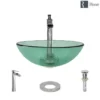 Rene 17" Round Glass Bathroom Sink, Ivy, with Faucet, R5-5001-IVY-R9-7007-C