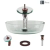 Rene 17" Round Glass Bathroom Sink, Crystal, with Faucet, R5-5024-WF-ORB