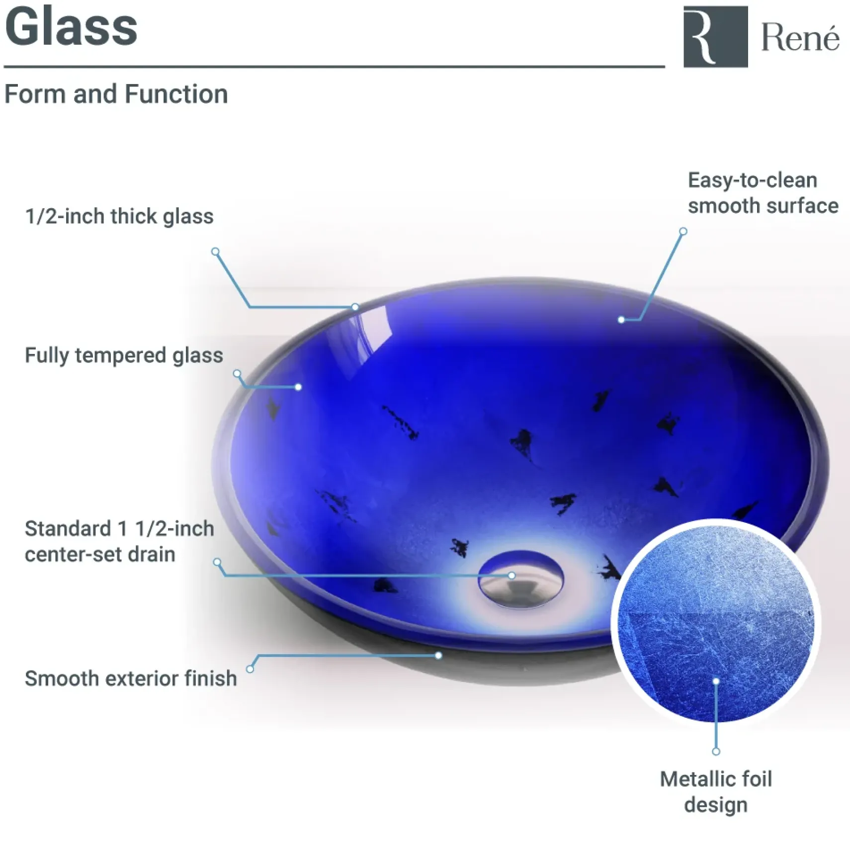 Rene 17" Round Glass Bathroom Sink, Gradient Blue, with Faucet, R5-5008-R9-7007-C