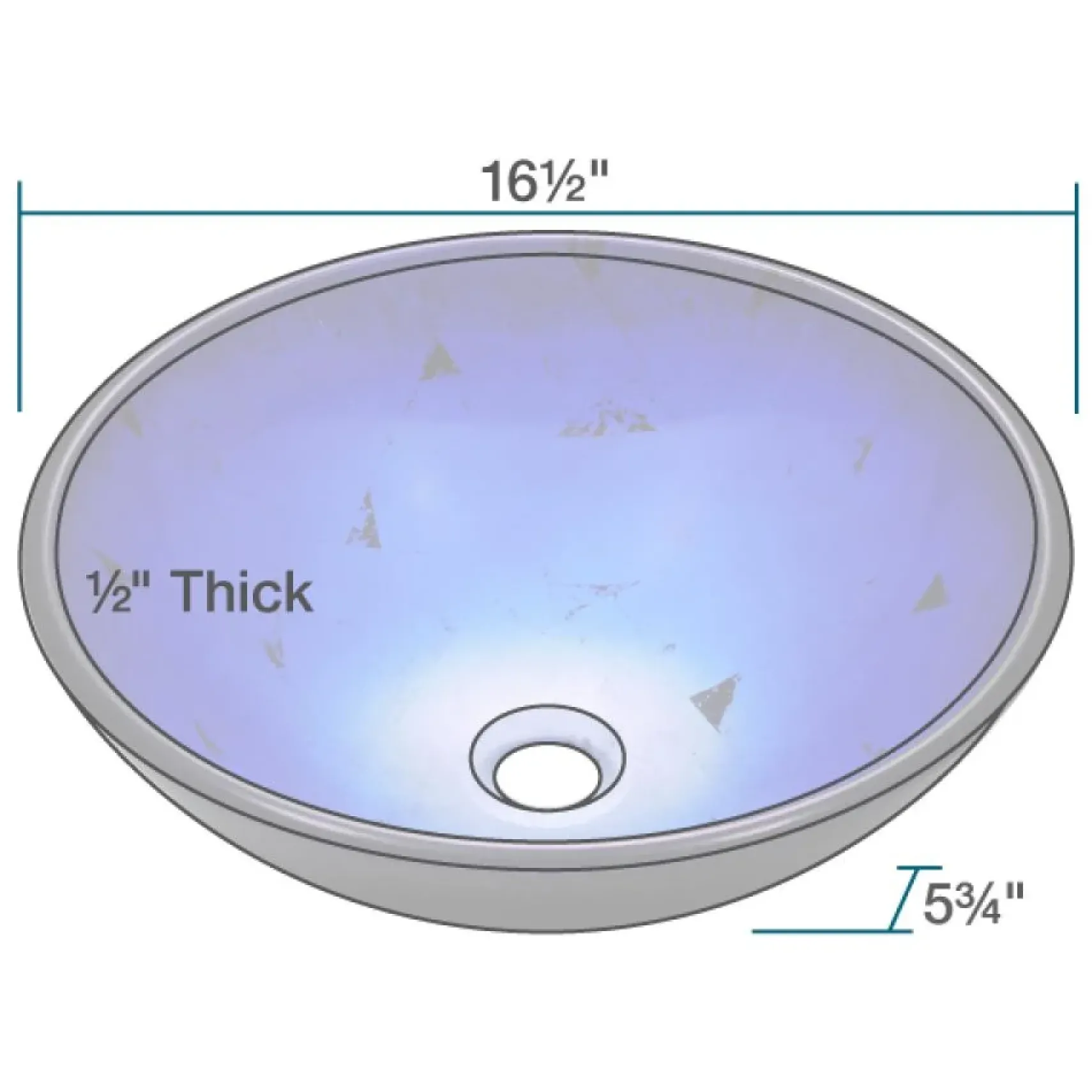 Rene 17" Round Glass Bathroom Sink, Gradient Blue, with Faucet, R5-5008-R9-7007-C