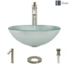 Rene 17" Round Glass Bathroom Sink, Sparkling Silver, with Faucet, R5-5034-R9-7006-BN