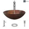 Rene 17" Round Glass Bathroom Sink, Multi-Color, with Faucet, R5-5014-R9-7001-C