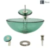 Rene 17" Round Glass Bathroom Sink, Ivy, with Faucet, R5-5001-IVY-WF-BN