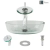 Rene 17" Round Glass Bathroom Sink, Crystal, with Faucet, R5-5024-WF-C