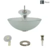 Rene 17" Round Glass Bathroom Sink, Frosted, with Faucet, R5-5002-WF-BN