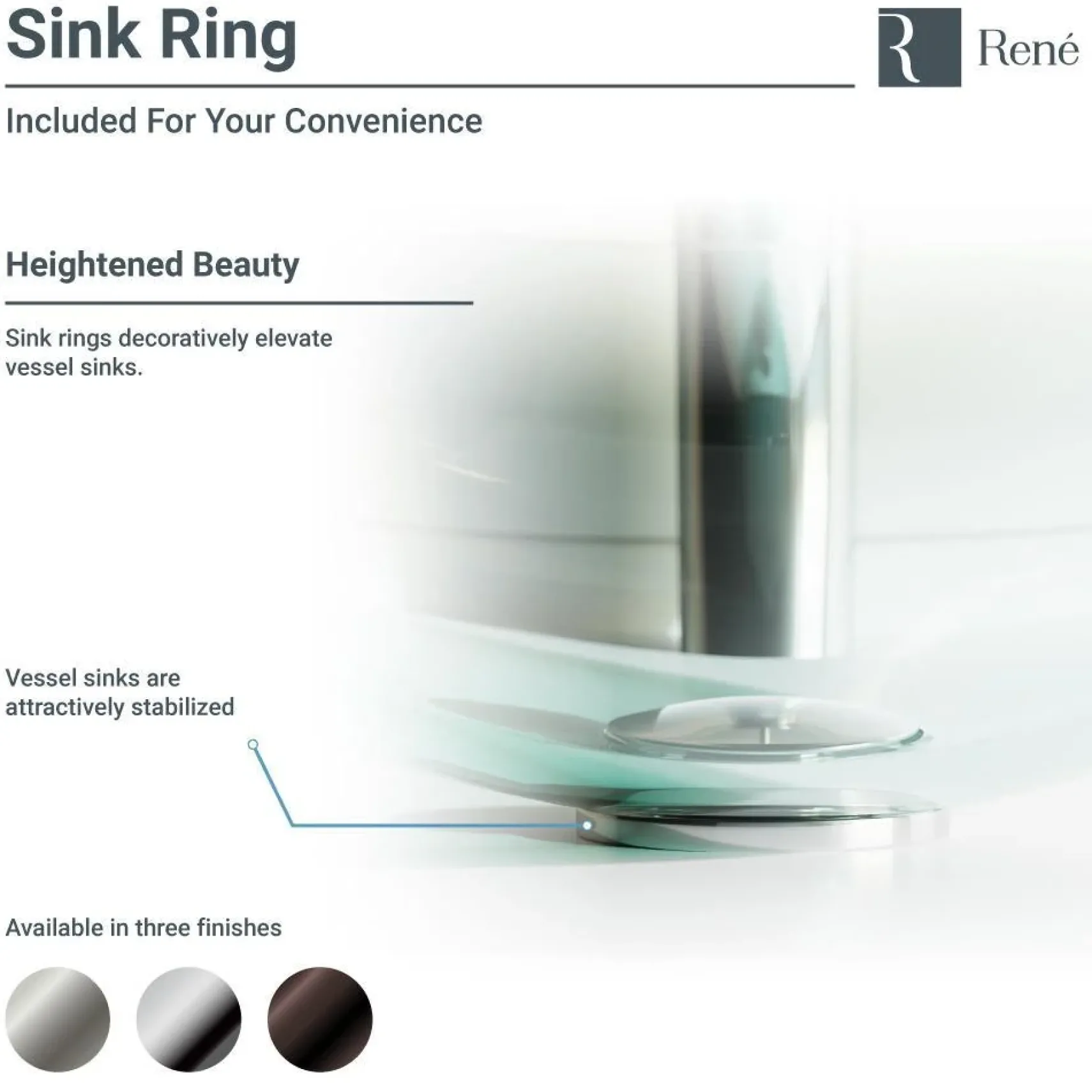 Rene 17" Round Glass Bathroom Sink, Noir, with Faucet, R5-5001-NOR-R9-7006-ABR