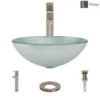 Rene 17" Round Glass Bathroom Sink, Sparkling Silver, with Faucet, R5-5034-R9-7003-BN