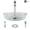 Rene 17" Round Glass Bathroom Sink, Crystal, with Faucet, R5-5024-R9-7003-C
