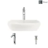Rene 17" Round Porcelain Bathroom Sink, Biscuit, with Faucet, R2-5011-B-R9-7006-C