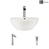 Rene 16" Round Porcelain Bathroom Sink, Biscuit, with Faucet, R2-5031-B-R9-7007-C