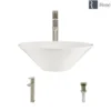 Rene 17" Round Porcelain Bathroom Sink, Biscuit, with Faucet, R2-5015-B-R9-7003-BN