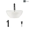 Rene 16" Round Porcelain Bathroom Sink, Biscuit, with Faucet, R2-5031-B-R9-7006-ABR