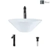 Rene 17" Round Porcelain Bathroom Sink, White, with Faucet, R2-5015-W-R9-7006-ABR