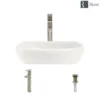 Rene 17" Round Porcelain Bathroom Sink, Biscuit, with Faucet, R2-5011-B-R9-7003-BN