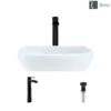 Rene 17" Round Porcelain Bathroom Sink, White, with Faucet, R2-5011-W-R9-7007-ABR