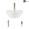 Rene 16" Round Porcelain Bathroom Sink, Biscuit, with Faucet, R2-5031-B-R9-7003-BN