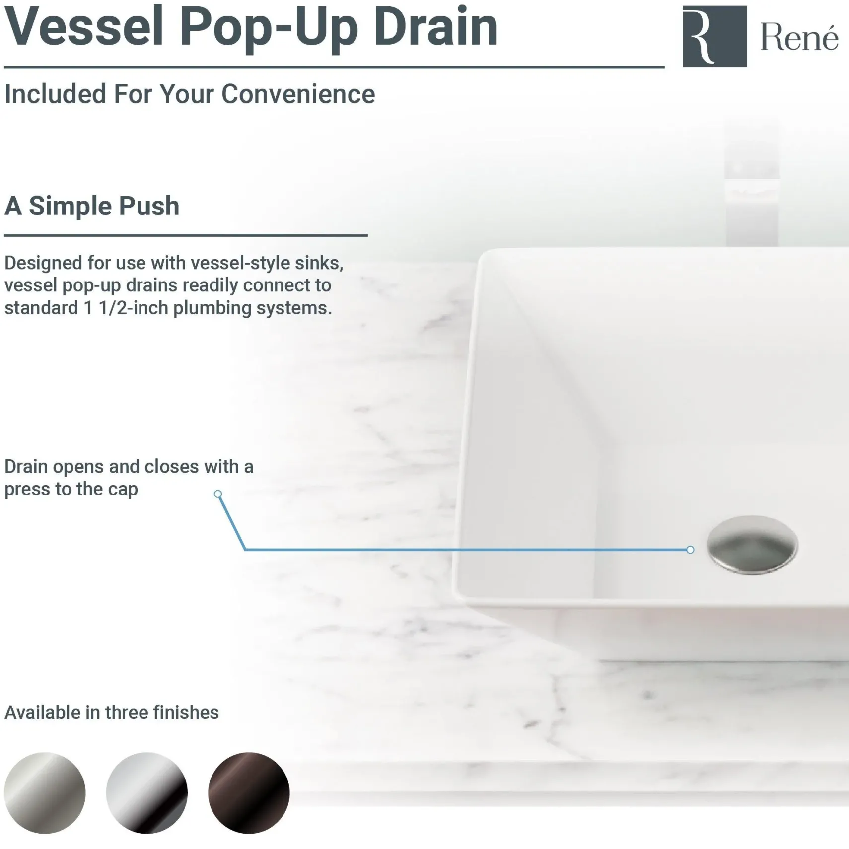 Rene 16" Round Porcelain Bathroom Sink, Biscuit, with Faucet, R2-5031-B-R9-7003-BN