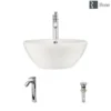 Rene 16" Round Porcelain Bathroom Sink, Biscuit, with Faucet, R2-5031-B-R9-7006-C